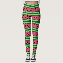Niedliches Wassermelone Muster Pink & Green Leggings
