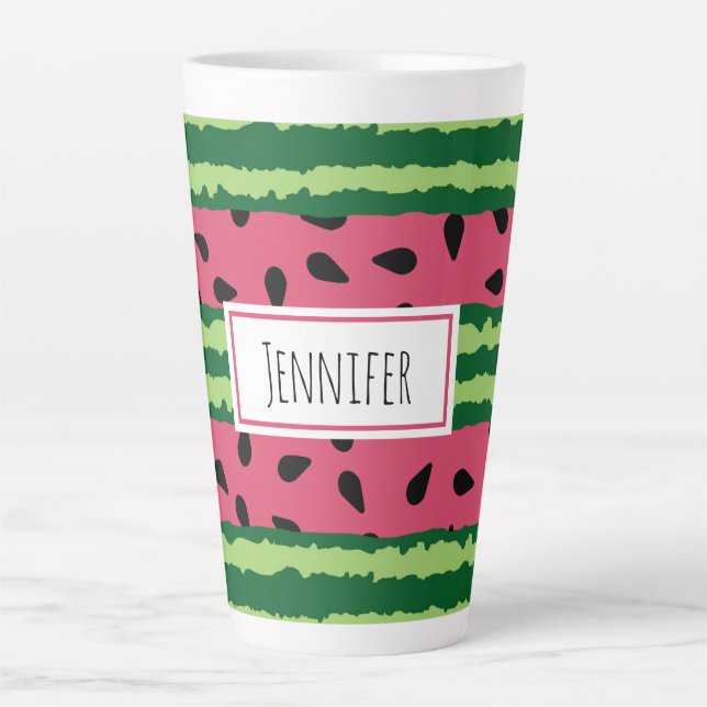 Niedliches Wassermelone Muster Pink & Green Milchtasse (Vorderseite)