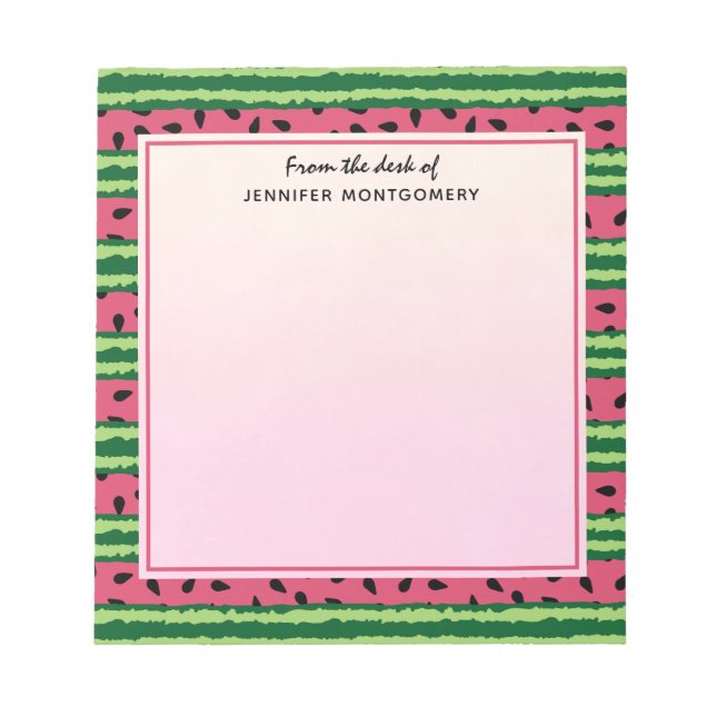 Niedliches Wassermelone Muster Pink & Green Notizblock (Vorderseite)
