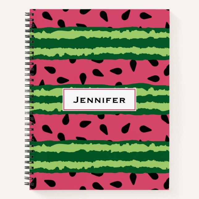Niedliches Wassermelone Muster Pink & Green Notizbuch (Vorderseite)