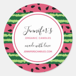 Niedliches Wassermelone Muster Pink & Green Runder Aufkleber