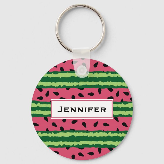 Niedliches Wassermelone Muster Pink & Green Schlüsselanhänger (Vorderseite)