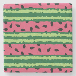 Niedliches Wassermelone Muster Pink & Green Steinuntersetzer