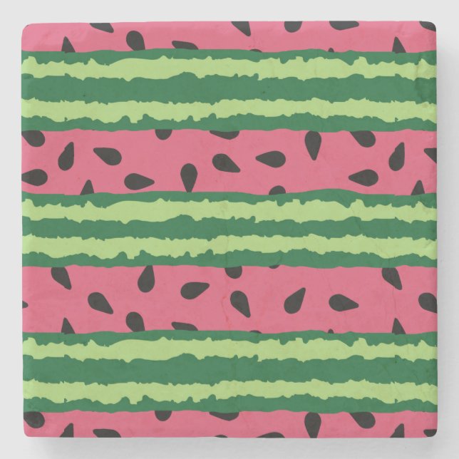 Niedliches Wassermelone Muster Pink & Green Steinuntersetzer (Vorderseite)