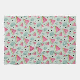 Niedliches Wassermelonmuster Wasserfarbe Handgemal Geschirrtuch