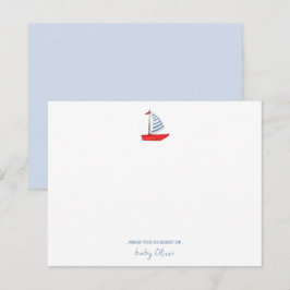 Niedliches Wassersportsegelschiff nautisches Baby Dankeskarte
