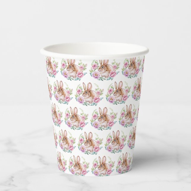 Niedliches Watecolor Blume Muster Pappbecher (Vorderseite)