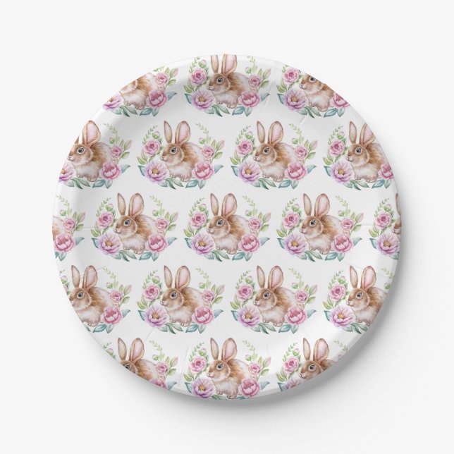 Niedliches Watecolor Blume Muster Pappteller (Vorderseite)