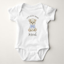 Niedliches Watercolor Baby Bear Blue Bow