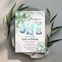 Niedliches Watercolor Baby Dinosaur 1. Geburtstag