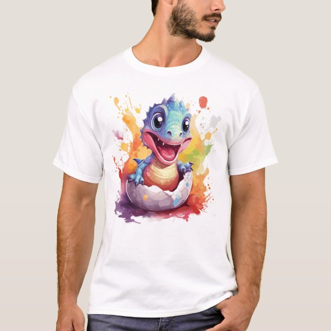 Niedliches Watercolor Baby Dinosaurier T-Shirt (Vorderseite)