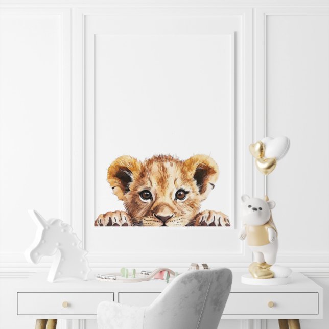 Niedliches Watercolor Baby Lion Kinderzimmer Dekor Poster (Cute Watercolor Baby Lion Nursery Decor)