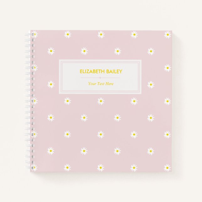 Niedliches Watercolor Daisy Muster Pink SpiralNote Notizbuch (Vorderseite)