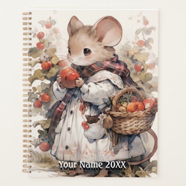 Niedliches Watercolor Field Mouse Plane Planer (Vorderseite)