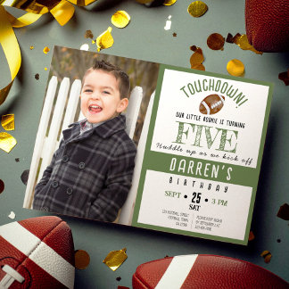 Niedliches Watercolor Football Foto Geburtstag Einladung