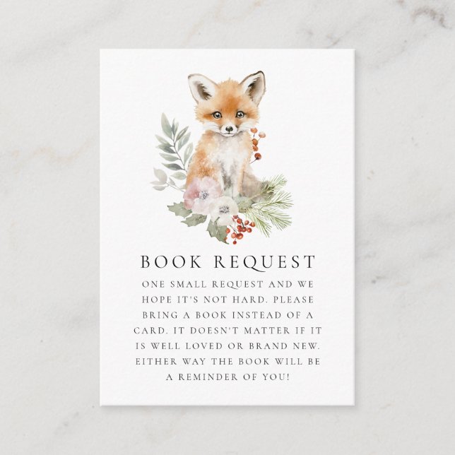 Niedliches Watercolor Fox Babydusche Buchungsanfra Begleitkarte (Vorderseite)