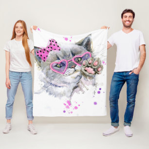 Niedliches Watercolor-Kätzchen Fleecedecke