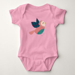 Niedliches Watercolor Little Bird Cartoon Baby Strampler