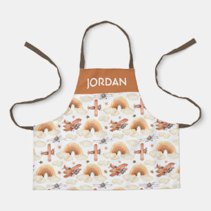 Niedliches Watercolor Rainbow-Flugzeugmuster Schürze