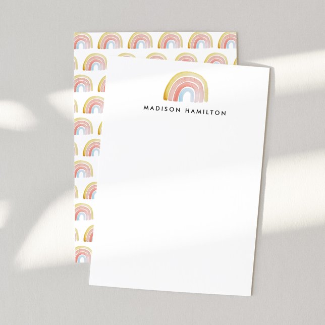 Niedliches Watercolor Rainbow Personalisiert Stati Mitteilungskarte (Von Creator hochgeladen)