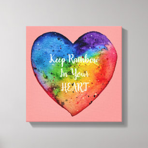 Niedliches Watercolor-Regenbogen-Herz Leinwanddruck