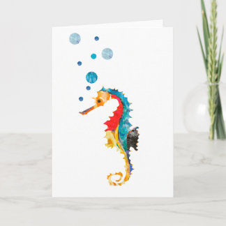 Niedliches Watercolor SEEpferdeSeepferd Ozean-Tier Karte