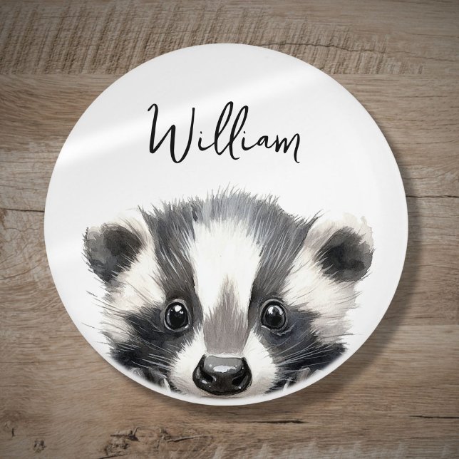 Niedliches Watercolor Wald Badge Kinderzimmer Room Keramikknauf (Cute Watercolor Woodland Badger Nursery Room Ceramic Knob)