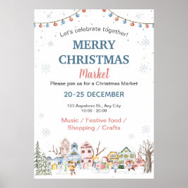 Niedliches Watercolor Winterurlaubsmarkt Poster