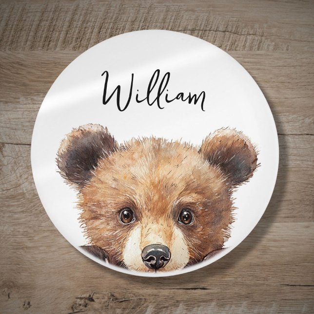 Niedliches Watercolor Woodland Animal Bear Kinderz Keramikknauf (Cute Watercolor Woodland Animal Bear Nursery Room Ceramic Knob)