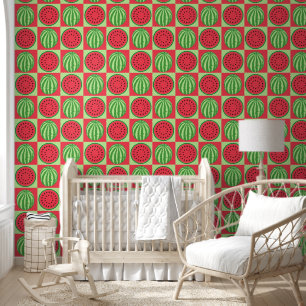 Niedliches Watermelon Fruchtmuster Kinderzimmer Ki Tapete