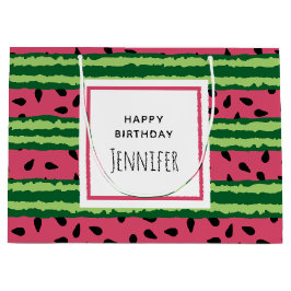 Niedliches Watermelon Muster Pink & Green Geburtst Große Geschenktüte