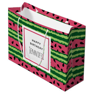 Niedliches Watermelon Muster Pink & Green Geburtst Große Geschenktüte