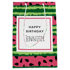 Niedliches Watermelon Muster Pink & Green Geburtst Mittlere Geschenktüte