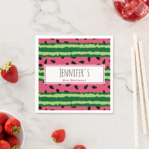 Niedliches Watermelon Muster Pink & Green Geburtst Serviette