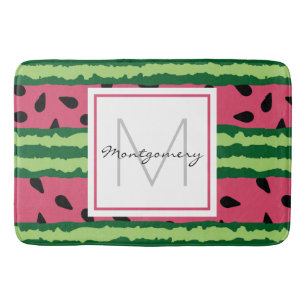 Niedliches Watermelon Muster Pink & Green Monogram Badematte