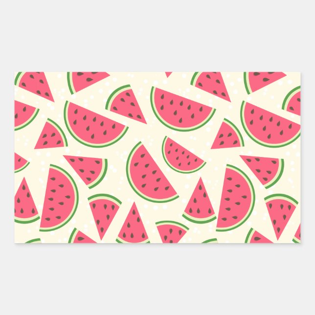 Niedliches Watermelon-Muster Rechteckiger Aufkleber (Vorderseite)