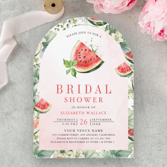 Niedliches Watermelon Summer Arch Foto Brautparty Einladung (Von Creator hochgeladen)