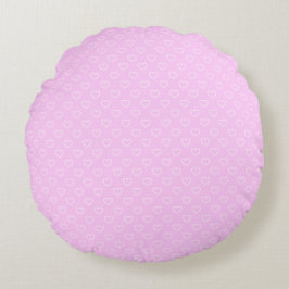 Niedliches, weiches Rosa mit weißem Herzmuster Rundes Kissen
