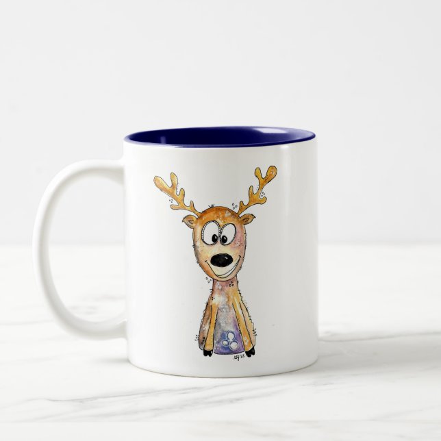 Niedliches Weidehirsch Zweifarbige Tasse (Links)