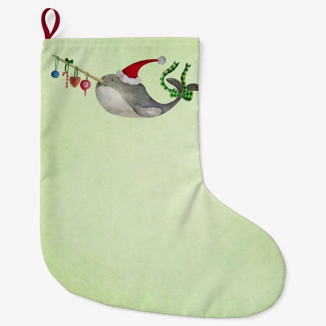 Niedliches Weihnachten Narwhal Großer Weihnachtsstrumpf (Vorderseite)