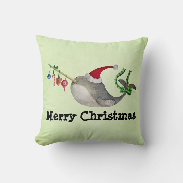 Niedliches Weihnachten Narwhal Kissen (Vorderseite)