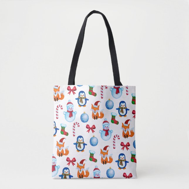 Niedliches Weihnachts-Aquarellbild Tasche (Vorderseite)