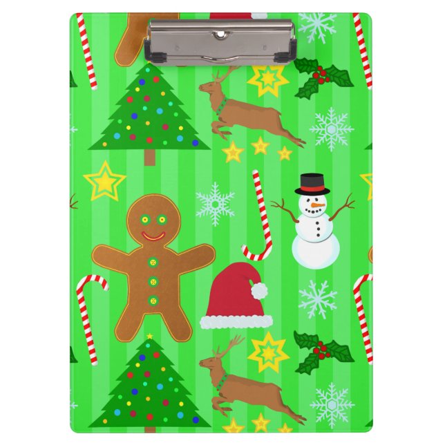 Niedliches Weihnachts-Collage Urlaubsmuster Klemmbrett (Vorderseite)