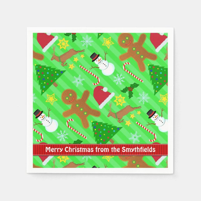 Niedliches Weihnachts-Collage Urlaubsmuster Serviette (Vorderseite)