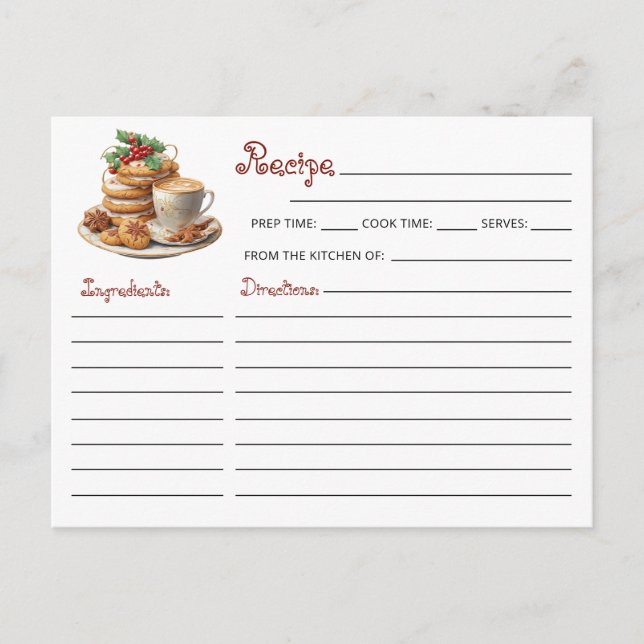 Niedliches Weihnachts-Cookie Exchange-Urlaub Rezep Postkarte (Vorderseite)