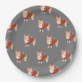 Niedliches Weihnachts Corgi Muster Pappteller