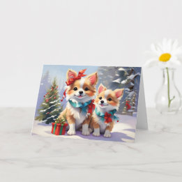 Niedliches Weihnachts-Corgis-Urlaubserlebnis Karte