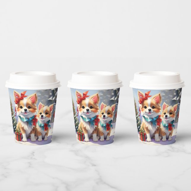 Niedliches Weihnachts-Corgis-Urlaubserlebnis Pappbecher (Multi)