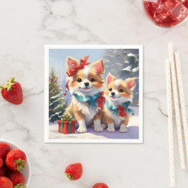 Niedliches Weihnachts-Corgis-Urlaubserlebnis Serviette