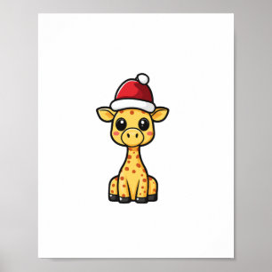 Niedliches Weihnachts-Giraffe-Comic Poster